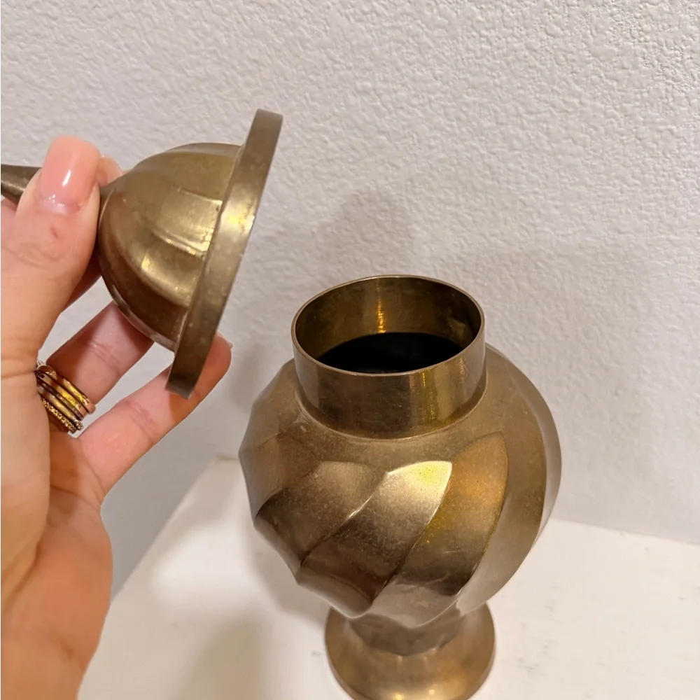 Vintage Brass Lidded Jar | Mid Century Modern Hollywood‎ Regency Decor